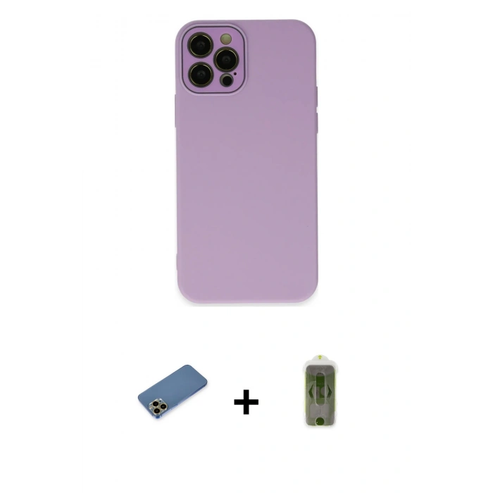 MARSİLYAN™- iPhone 12 Pro Max Kılıf Çekirdek Modern Serisi - Siyah Joko Magic 5D Hayalet Cam + Shine Kamera Lens Koruma Cam - GD