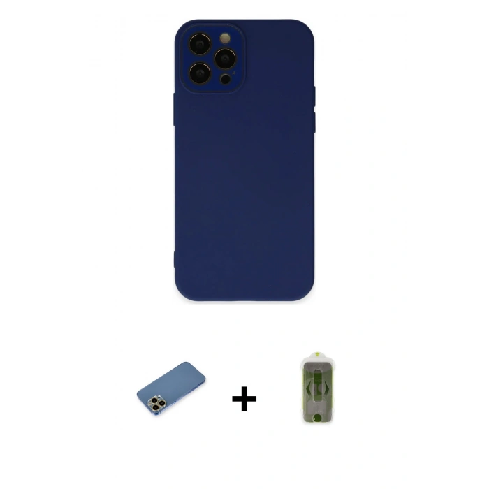 MARSİLYAN™- iPhone 12 Pro Max Kılıf Çekirdek Modern Serisi - Siyah Joko Magic 5D Hayalet Cam + Shine Kamera Lens Koruma Cam - GD