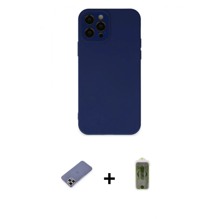 MARSİLYAN™- iPhone 12 Pro Max Kılıf Çekirdek Modern Serisi - Siyah Joko Magic 5D Hayalet Cam + Metal Kamera Lens Koruma Cam - GD