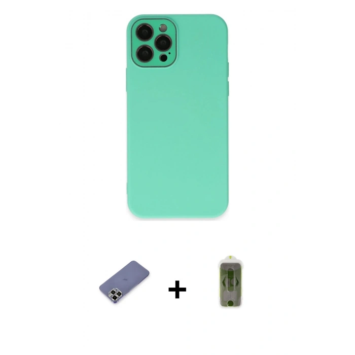 MARSİLYAN™- iPhone 12 Pro Max Kılıf Çekirdek Modern Serisi - Siyah Joko Magic 5D Hayalet Cam + Metal Kamera Lens Koruma Cam - GD