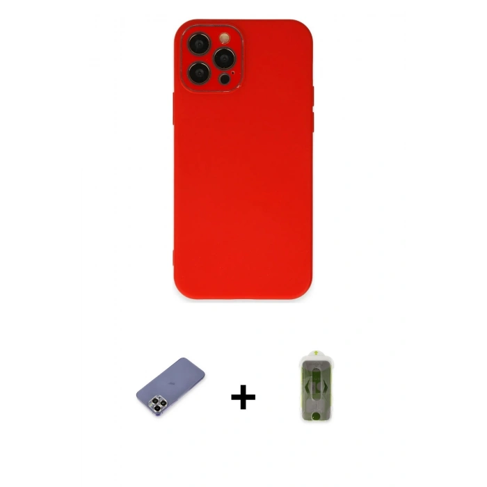 MARSİLYAN™- iPhone 12 Pro Max Kılıf Çekirdek Modern Serisi - Siyah Joko Magic 5D Hayalet Cam + Metal Kamera Lens Koruma Cam - GD