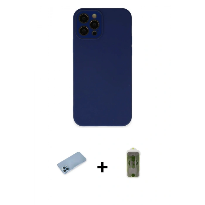 MARSİLYAN™- iPhone 12 Pro Max Kılıf Çekirdek Modern Serisi - Siyah Joko Magic 5D Hayalet Cam + Shine Kamera Lens Koruma Cam - MI