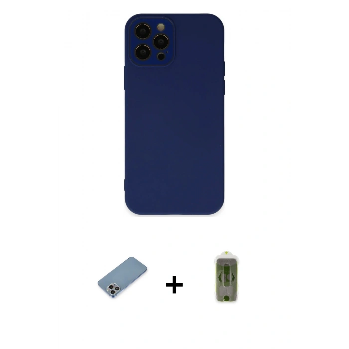 MARSİLYAN™- iPhone 12 Pro Max Kılıf Çekirdek Modern Serisi - Siyah Joko Magic 5D Hayalet Cam + Shine Kamera Lens Koruma Cam - GI