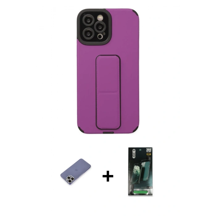 MARSİLYAN™- iPhone 12 Pro Max Kılıf Çekirdek Yansıma - Şeffaf 360 Full Body Arka Koruyucu + Metal Kamera Lens Koruma Cam - GD