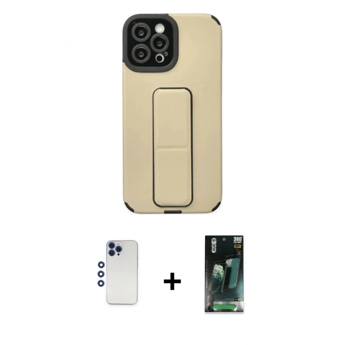 MARSİLYAN™- iPhone 12 Pro Max Kılıf Çekirdek Yansıma - Şeffaf 360 Full Body Arka Koruyucu + Shine Kamera Lens - LT