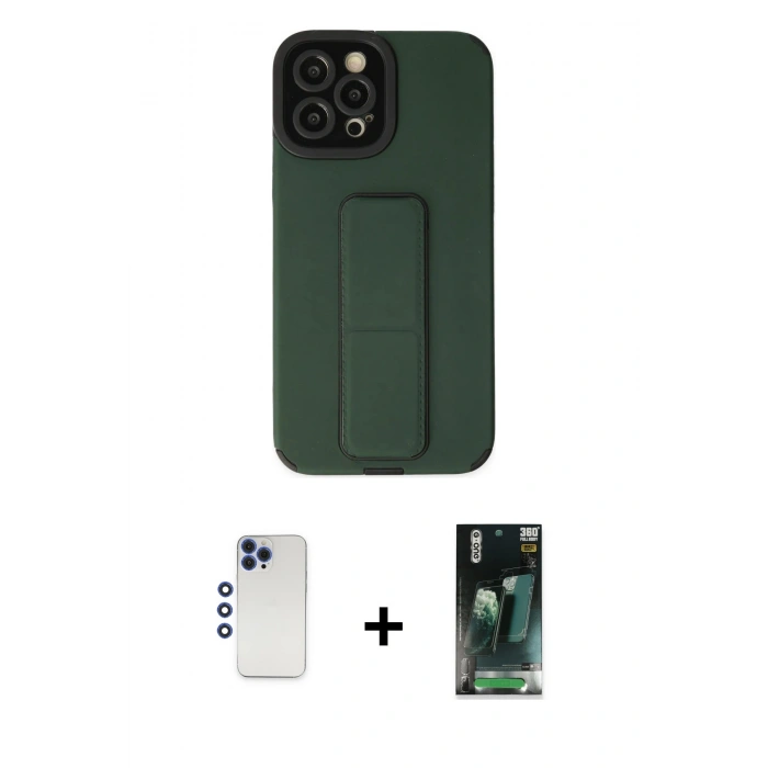 MARSİLYAN™- iPhone 12 Pro Max Kılıf Çekirdek Yansıma - Şeffaf 360 Full Body Arka Koruyucu + Shine Kamera Lens - LT