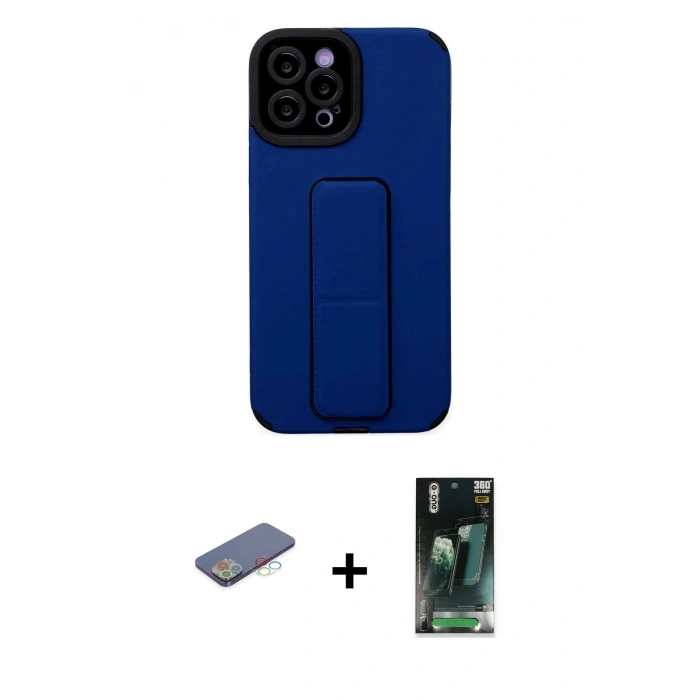 MARSİLYAN™- iPhone 12 Pro Max Kılıf Çekirdek Yansıma - Şeffaf 360 Full Body Arka Koruyucu + Renkli Kamera Lens Koruma Cam - MI