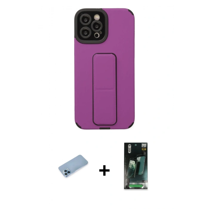 MARSİLYAN™- iPhone 12 Pro Max Kılıf Çekirdek Yansıma - Şeffaf 360 Full Body Arka Koruyucu + Shine Kamera Lens Koruma Cam - MI