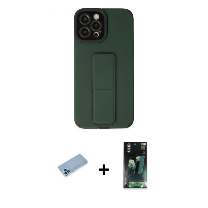 MARSİLYAN™- iPhone 12 Pro Max Kılıf Çekirdek Yansıma - Şeffaf 360 Full Body Arka Koruyucu + Shine Kamera Lens Koruma Cam - MI