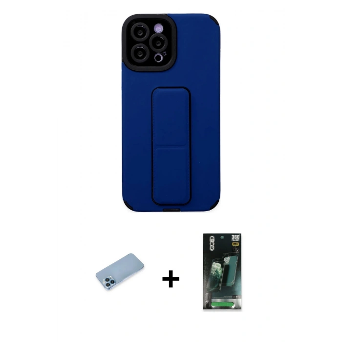 MARSİLYAN™- iPhone 12 Pro Max Kılıf Çekirdek Yansıma - Şeffaf 360 Full Body Arka Koruyucu + Shine Kamera Lens Koruma Cam - MI
