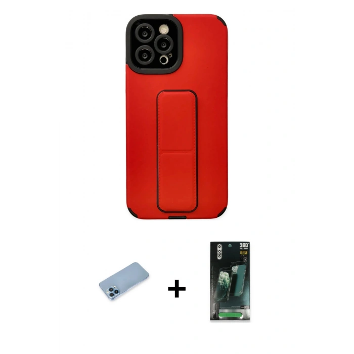 MARSİLYAN™- iPhone 12 Pro Max Kılıf Çekirdek Yansıma - Şeffaf 360 Full Body Arka Koruyucu + Shine Kamera Lens Koruma Cam - MI