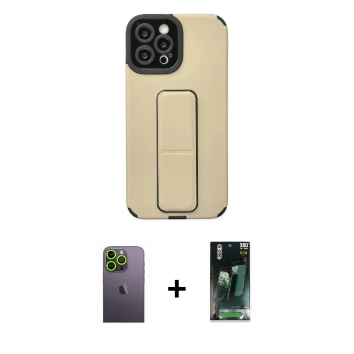 MARSİLYAN™- iPhone 12 Pro Max Kılıf Çekirdek Yansıma - Şeffaf 360 Full Body Arka Koruyucu + Neon Fosforlu Kamera Lens - YL