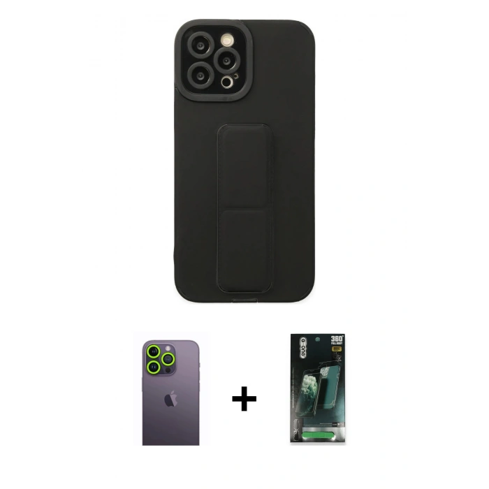 MARSİLYAN™- iPhone 12 Pro Max Kılıf Çekirdek Yansıma - Şeffaf 360 Full Body Arka Koruyucu + Neon Fosforlu Kamera Lens - YL