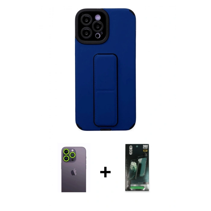 MARSİLYAN™- iPhone 12 Pro Max Kılıf Çekirdek Yansıma - Şeffaf 360 Full Body Arka Koruyucu + Neon Fosforlu Kamera Lens - YL