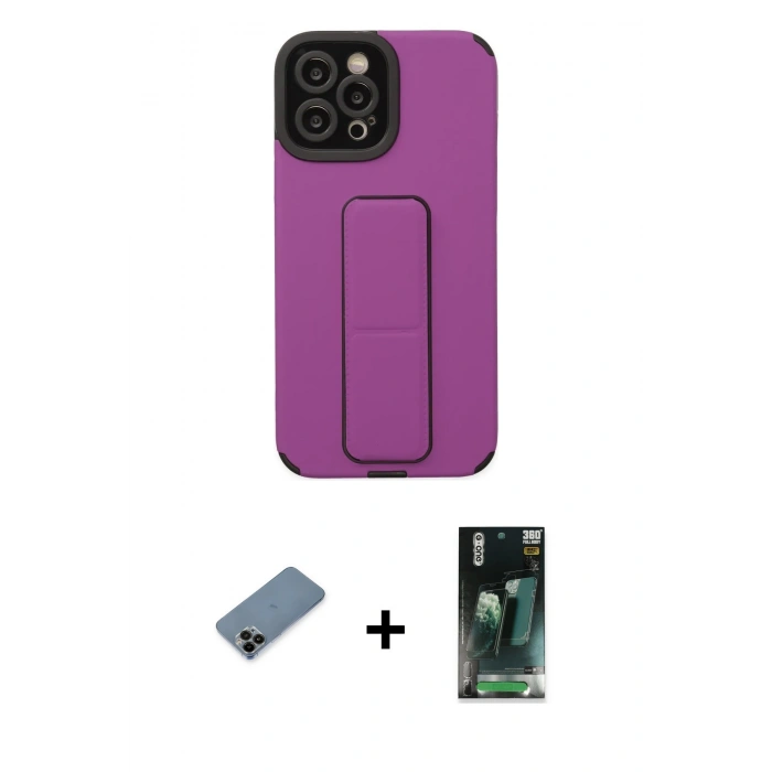 MARSİLYAN™- iPhone 12 Pro Max Kılıf Çekirdek Yansıma - Şeffaf 360 Full Body Arka Koruyucu + Siyah Shine Kamera Lens Koruma Cam