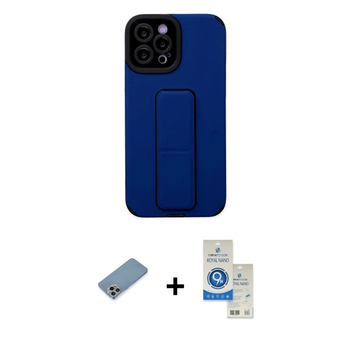 MARSİLYAN™- iPhone 12 Pro Max Kılıf Çekirdek Yansıma - Şeffaf Royal Nano Ekran Koruyucu + Shine Kamera Lens Koruma Cam - GI