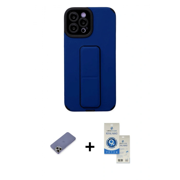 MARSİLYAN™- iPhone 12 Pro Max Kılıf Çekirdek Yansıma - Şeffaf Royal Nano Ekran Koruyucu + Metal Kamera Lens Koruma Cam - GD