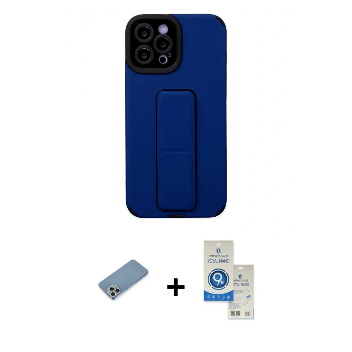 MARSİLYAN™- iPhone 12 Pro Max Kılıf Çekirdek Yansıma - Şeffaf Royal Nano Ekran Koruyucu + Shine Kamera Lens Koruma Cam - GS
