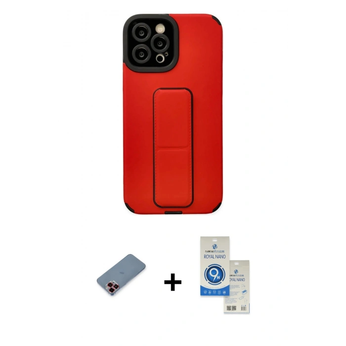 MARSİLYAN™- iPhone 12 Pro Max Kılıf Çekirdek Yansıma - Şeffaf Royal Nano Ekran Koruyucu + Metal Kamera Lens Koruma Cam - KI