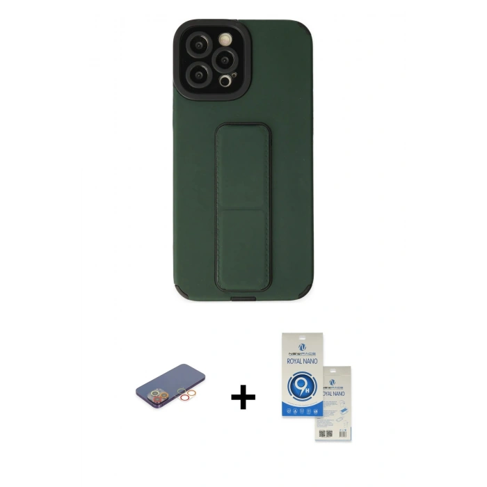 MARSİLYAN™- iPhone 12 Pro Max Kılıf Çekirdek Yansıma - Şeffaf Royal Nano Ekran Koruyucu + Renkli Kamera Lens Koruma Cam - TU