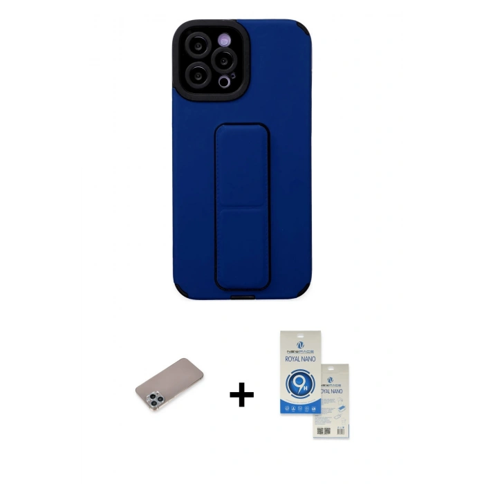 MARSİLYAN™- iPhone 12 Pro Max Kılıf Çekirdek Yansıma - Şeffaf Royal Nano Ekran Koruyucu + Shine Kamera Lens Koruma Cam - SABE