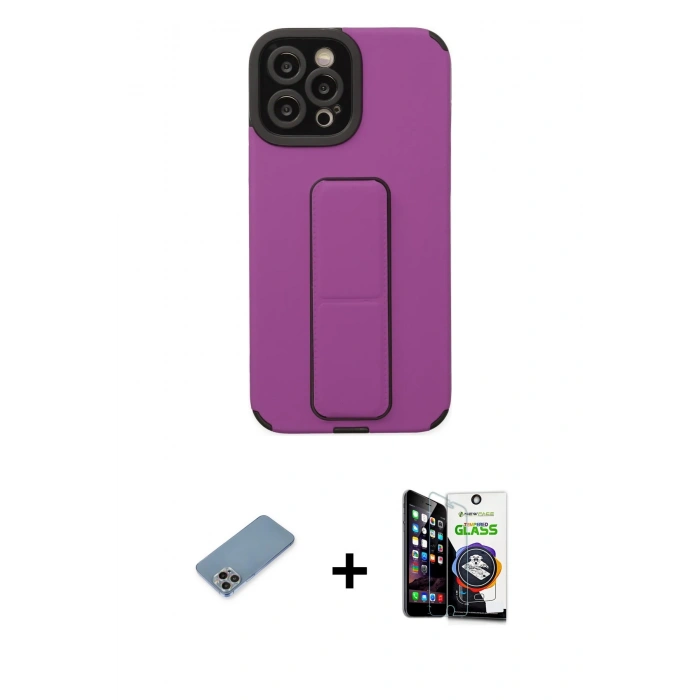 MARSİLYAN™- iPhone 12 Pro Max Kılıf Çekirdek Yansıma - Şeffaf Temperli Cam Ekran Koruyucu + Shine Kamera Lens Koruma Cam - GI