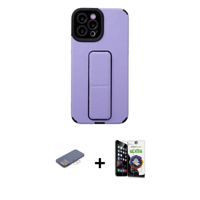 MARSİLYAN™- iPhone 12 Pro Max Kılıf Çekirdek Yansıma - Şeffaf Temperli Cam Ekran Koruyucu + Renkli Kamera Lens Koruma Cam - MI
