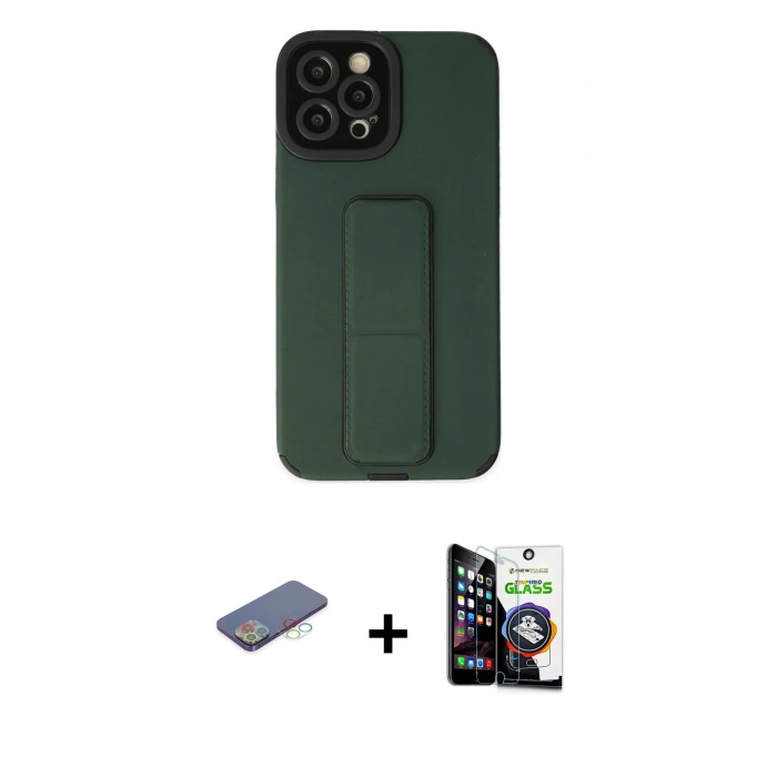 MARSİLYAN™- iPhone 12 Pro Max Kılıf Çekirdek Yansıma - Şeffaf Temperli Cam Ekran Koruyucu + Renkli Kamera Lens Koruma Cam - MI