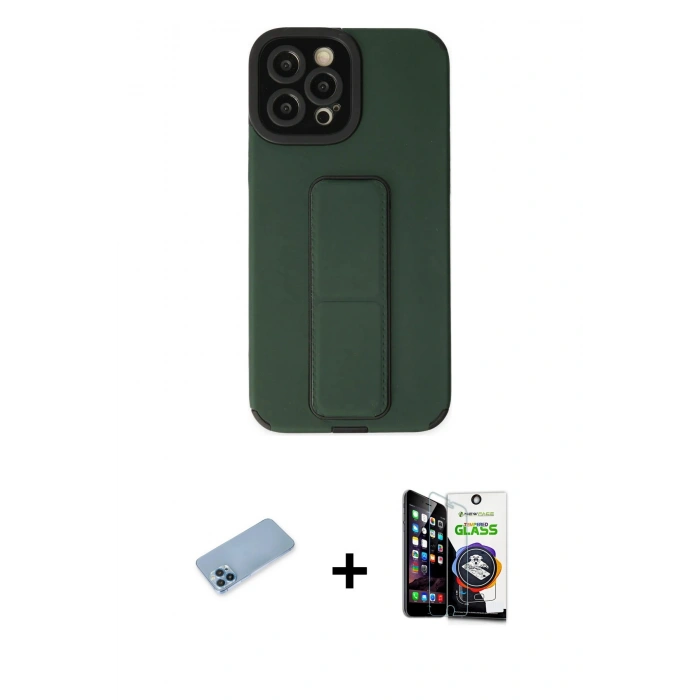 MARSİLYAN™- iPhone 12 Pro Max Kılıf Çekirdek Yansıma - Şeffaf Temperli Cam Ekran Koruyucu + Shine Kamera Lens Koruma Cam - MI