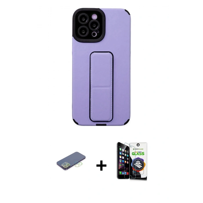 MARSİLYAN™- iPhone 12 Pro Max Kılıf Çekirdek Yansıma - Şeffaf Temperli Cam Ekran Koruyucu + Renkli Kamera Lens Koruma Cam - YL