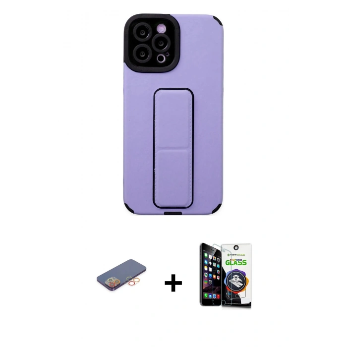 MARSİLYAN™- iPhone 12 Pro Max Kılıf Çekirdek Yansıma - Şeffaf Temperli Cam Ekran Koruyucu + Renkli Kamera Lens Koruma Cam - TU