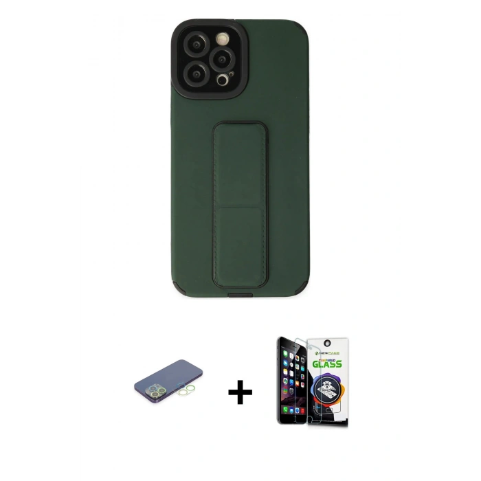 MARSİLYAN™- iPhone 12 Pro Max Kılıf Çekirdek Yansıma - Şeffaf Temperli Cam Ekran Koruyucu + Renkli Kamera Lens Koruma Cam - YL