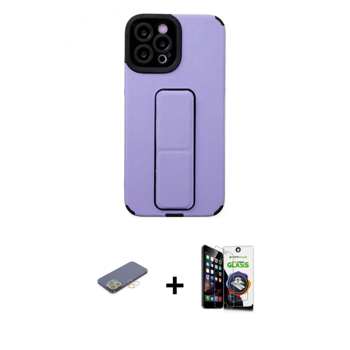MARSİLYAN™- iPhone 12 Pro Max Kılıf Çekirdek Yansıma - Şeffaf Temperli Cam Ekran Koruyucu + Renkli Kamera Lens Koruma Cam - SI