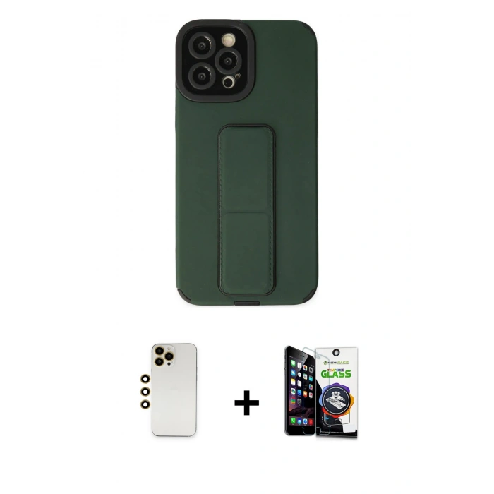 MARSİLYAN™- iPhone 12 Pro Max Kılıf Çekirdek Yansıma - Şeffaf Temperli Cam Ekran Koruyucu + Shine Kamera Lens - GD