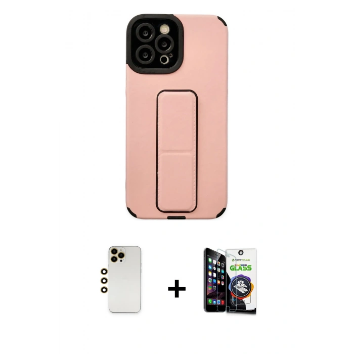 MARSİLYAN™- iPhone 12 Pro Max Kılıf Çekirdek Yansıma - Şeffaf Temperli Cam Ekran Koruyucu + Shine Kamera Lens - GD