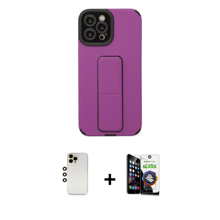 MARSİLYAN™- iPhone 12 Pro Max Kılıf Çekirdek Yansıma - Şeffaf Temperli Cam Ekran Koruyucu + Shine Kamera Lens - GD