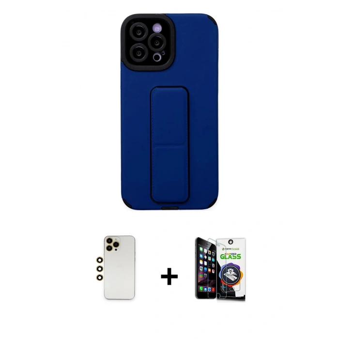 MARSİLYAN™- iPhone 12 Pro Max Kılıf Çekirdek Yansıma - Şeffaf Temperli Cam Ekran Koruyucu + Shine Kamera Lens - GD