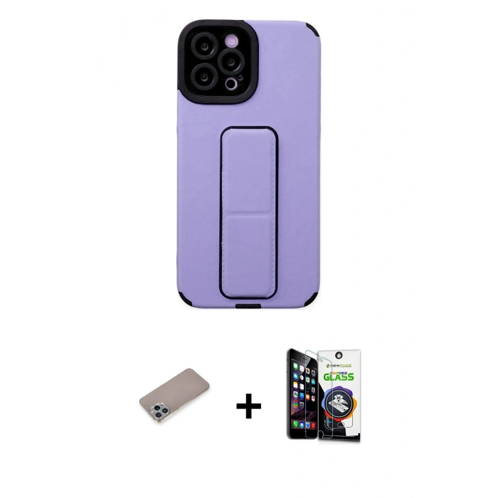 MARSİLYAN™- iPhone 12 Pro Max Kılıf Çekirdek Yansıma - Şeffaf Temperli Cam Ekran Koruyucu + Shine Kamera Lens Koruma Cam - SABE