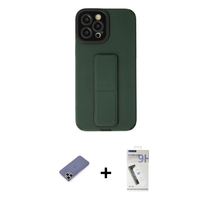 MARSİLYAN™- iPhone 12 Pro Max Kılıf Çekirdek Yansıma - Şeffaf Uv Polymer Nano Ekran Koruyucu + Metal Kamera Lens Koruma Cam - GD