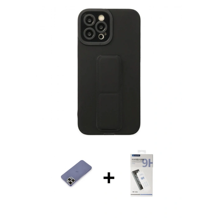 MARSİLYAN™- iPhone 12 Pro Max Kılıf Çekirdek Yansıma - Şeffaf Uv Polymer Nano Ekran Koruyucu + Metal Kamera Lens Koruma Cam - GD