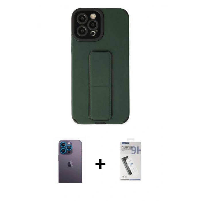 MARSİLYAN™- iPhone 12 Pro Max Kılıf Çekirdek Yansıma - Şeffaf Uv Polymer Nano Ekran Koruyucu + Neon Fosforlu Kamera Lens - MI