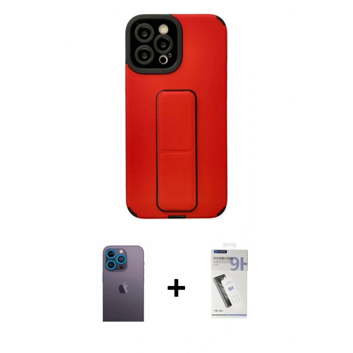 MARSİLYAN™- iPhone 12 Pro Max Kılıf Çekirdek Yansıma - Şeffaf Uv Polymer Nano Ekran Koruyucu + Neon Fosforlu Kamera Lens - MI