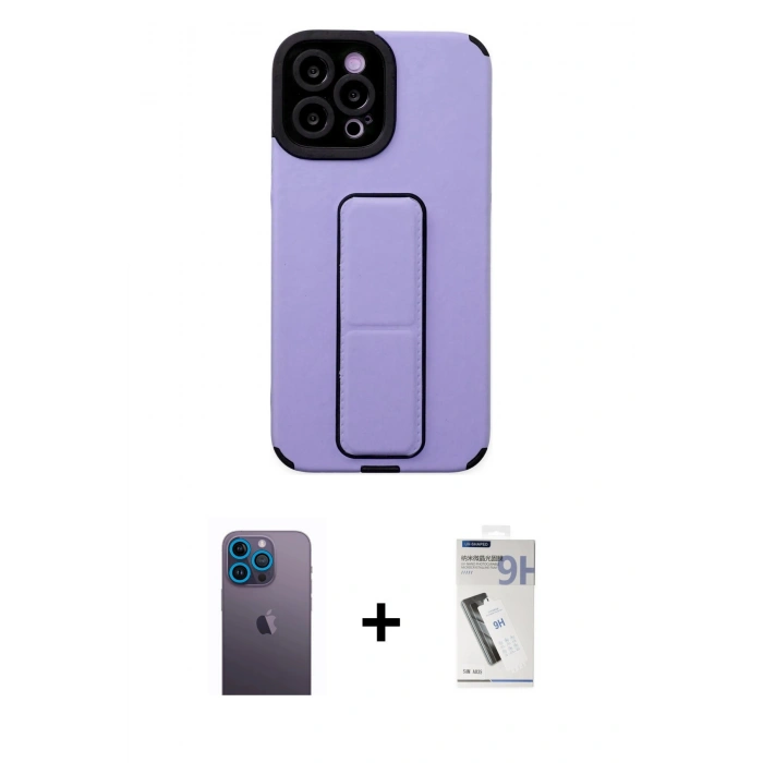MARSİLYAN™- iPhone 12 Pro Max Kılıf Çekirdek Yansıma - Şeffaf Uv Polymer Nano Ekran Koruyucu + Neon Fosforlu Kamera Lens - MI