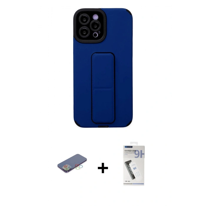 MARSİLYAN™- iPhone 12 Pro Max Kılıf Çekirdek Yansıma - Şeffaf Uv Polymer Nano Ekran Koruyucu + Renkli Kamera Lens Koruma Cam - MI