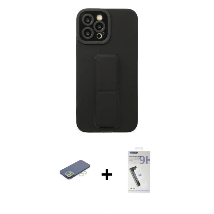 MARSİLYAN™- iPhone 12 Pro Max Kılıf Çekirdek Yansıma - Şeffaf Uv Polymer Nano Ekran Koruyucu + Renkli Kamera Lens Koruma Cam - YL
