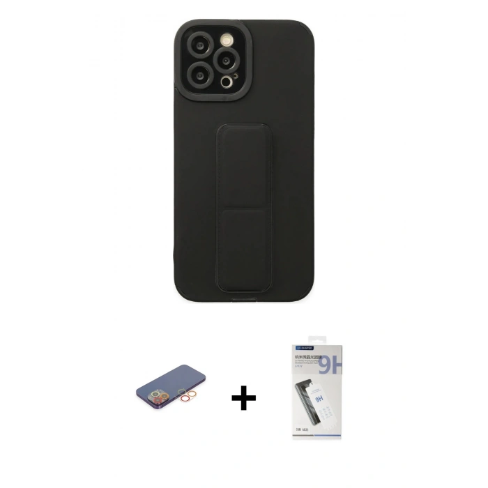 MARSİLYAN™- iPhone 12 Pro Max Kılıf Çekirdek Yansıma - Şeffaf Uv Polymer Nano Ekran Koruyucu + Renkli Kamera Lens Koruma Cam - TU