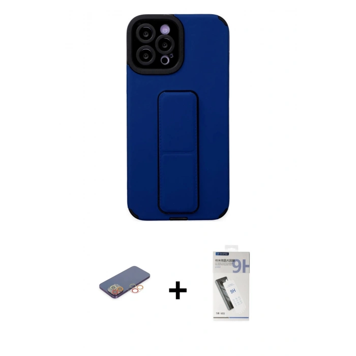 MARSİLYAN™- iPhone 12 Pro Max Kılıf Çekirdek Yansıma - Şeffaf Uv Polymer Nano Ekran Koruyucu + Renkli Kamera Lens Koruma Cam - TU