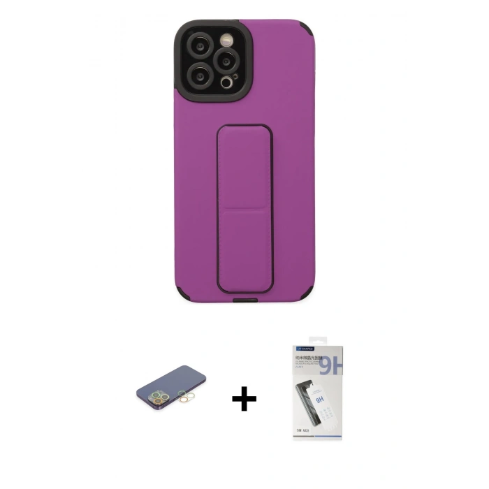 MARSİLYAN™- iPhone 12 Pro Max Kılıf Çekirdek Yansıma - Şeffaf Uv Polymer Nano Ekran Koruyucu + Renkli Kamera Lens Koruma Cam - SI
