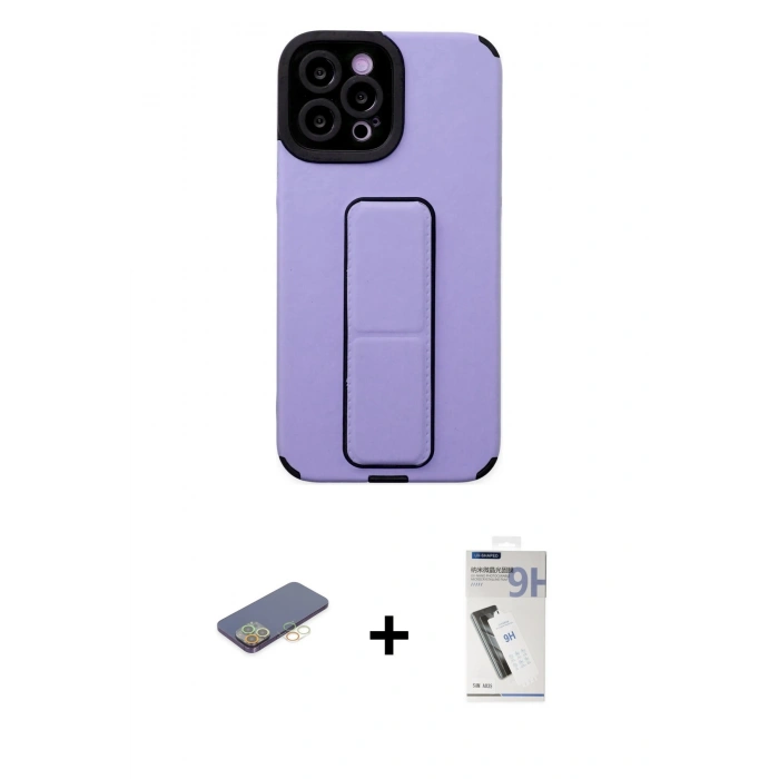 MARSİLYAN™- iPhone 12 Pro Max Kılıf Çekirdek Yansıma - Şeffaf Uv Polymer Nano Ekran Koruyucu + Renkli Kamera Lens Koruma Cam - SI