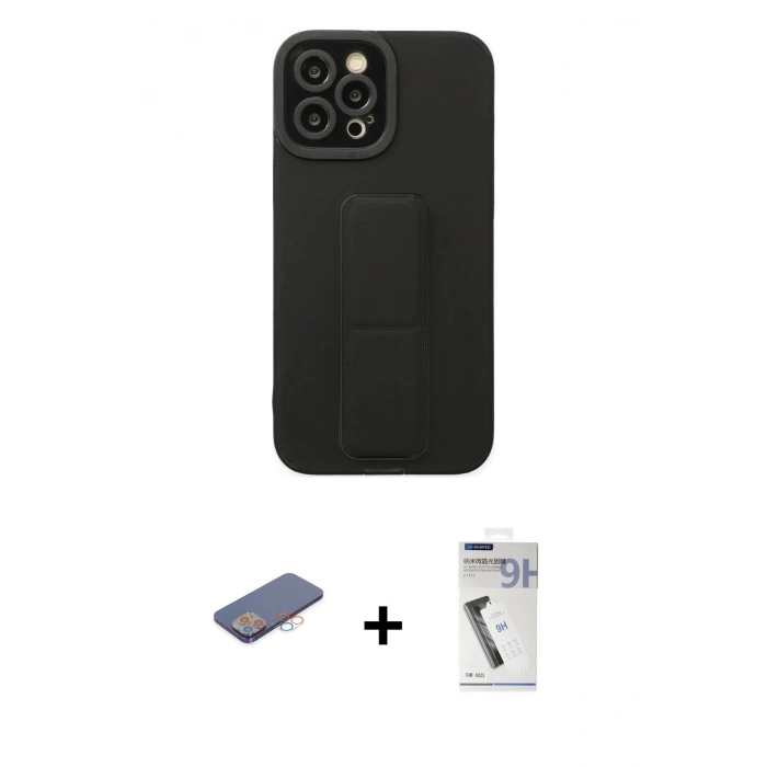 MARSİLYAN™- iPhone 12 Pro Max Kılıf Çekirdek Yansıma - Şeffaf Uv Polymer Nano Ekran Koruyucu + Renkli Kamera Lens Koruma Cam - PE